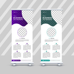 set of corporate rull up banner design template with different colors.