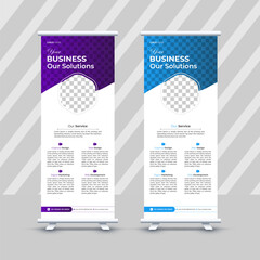 set of corporate rull up banner design template with different colors.