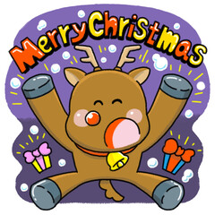 teddy bear with gift box - クリスマス用トナカイイラスト