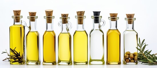 Isolated olive oil bottles on white background
