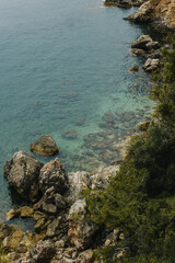 Amazing view of the Adriatic sea and rocks near Dubrovnik, Croatia.
