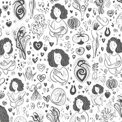 seamless pattern with mother pregnancy flower elements with baby background