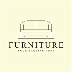 furniture logo line art icon design template simple minimalist vector illustration