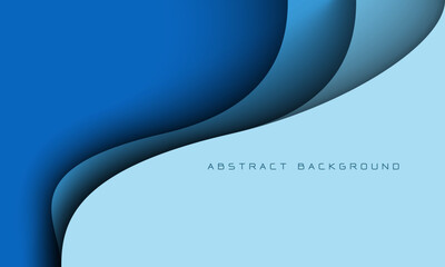 Abstract blue tone paper cut curve overlap geometric with blank space design modern futuristic creative background vector