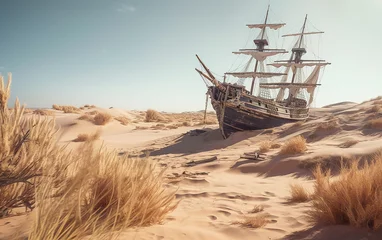 Foto op Plexiglas Shipwrecked in the middle of the desert © KHAIDIR
