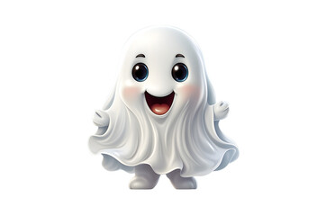 cute ghost cartoon character isolated on transparent background