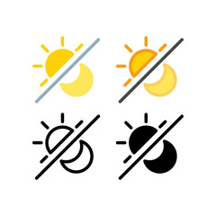 Sun and moon, solar and crescent for time and weather difference concept. morning-night, daytime-nighttime, light-dark. Day and night icon. Vector illustration. Design