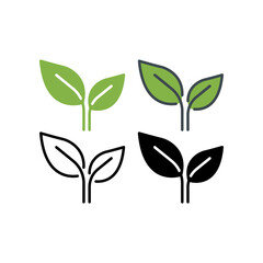 Green tree leaf for ecology nature element symbol. Ecological, vegan, illustration. Eco friendly Eco black line leaf icons, tea, green, organic Vector illustration. Design