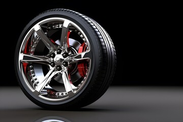 car tires with blank space chrome rims, ai generative