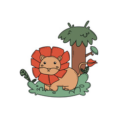 Jungle animal cartoon design vector illustration drawing