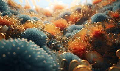 cancer cells seen from a microscope, generative ai - obrazy, fototapety, plakaty