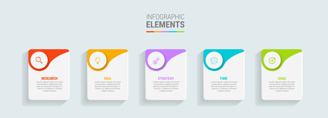 Business infographic template design icons 5 options or steps