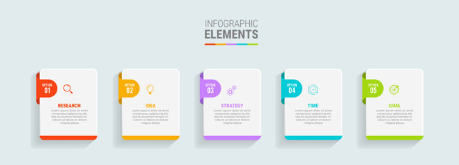 Business infographic template design icons 5 options or steps
