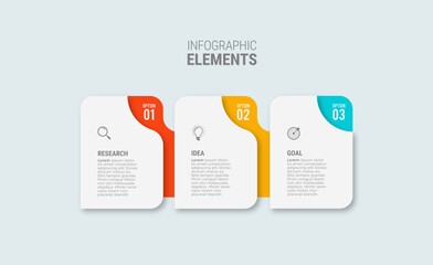 Business infographic template design icons 3 options or steps - obrazy, fototapety, plakaty