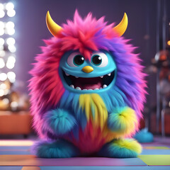 Fototapeta premium cute little monster smooth skin soft fur bright eyes