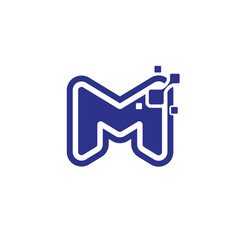 Letter M logo design template, technology abstract