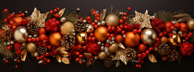 Christmas decoration. Top view - obrazy, fototapety, plakaty