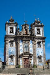 Fototapeta na wymiar Porto, Portugal The facade of the Church of Saint Ildefonso, or Igreja Paroquial de Santo Ildefonso