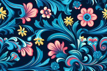 Fototapeta na wymiar Seamless floral pattern in oriental style.