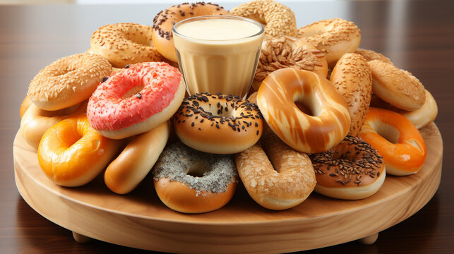 donuts and coffee HD 8K wallpaper Stock Photographic Image