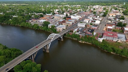 Fototapeta na wymiar Southern city of Selma, Alabama with view of Edmund Pettus Bridge crossing the Alabama River