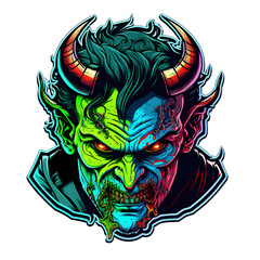 Multi color demon face vector art