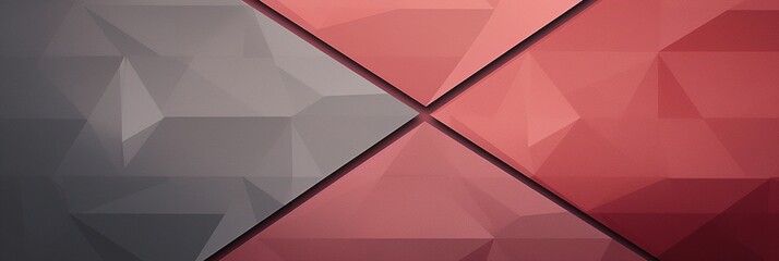 Obraz premium Grey and light red intertwine in a captivating display of modernity, featuring clean minimal geometric shapes, triangles, and a dynamic interplay of gradient, noise, and grain, web banner