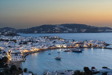 Looking across the Bay in Mykonos Town one of the Cyclades islands