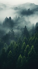 Mountain landscape with coniferous trees background wallpaper