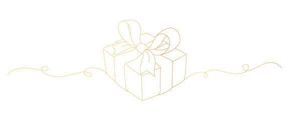 gift box golden line art style. birthday, merry christmas, thanksgiving, black friday element vector	