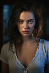 Portrait of a gorgeous looking young woman with dark hair