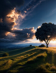 sunset ,tree,landscape 