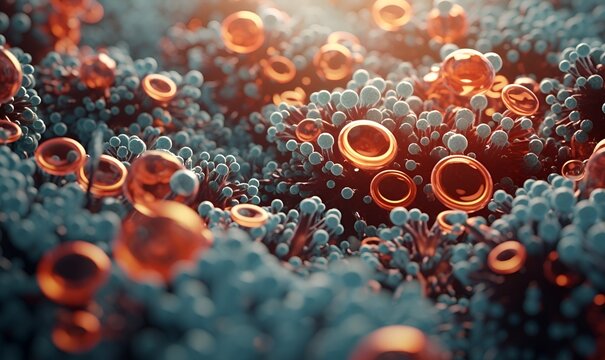 cancer cells seen from a microscope, generative ai
