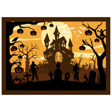 Paper Cut Shadow Box Halloween Haunted House  Layered Design
