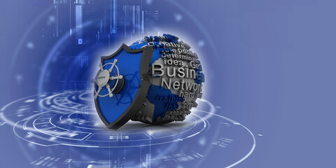 Obraz premium 3d rendering security shield
