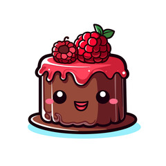 Chocolate Raspberry Cake, Cartoon, Illustration, Design, PNG