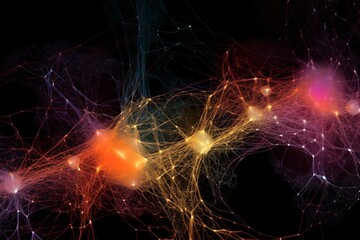Bacteria entangled in a network, symbolic artwork. Generative AI