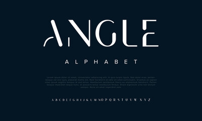 Angle Abstract Fashion font alphabet. Typography typeface uppercase lowercase and number. vector illustration - obrazy, fototapety, plakaty