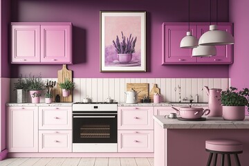 Pink, Purple and White Kitchen