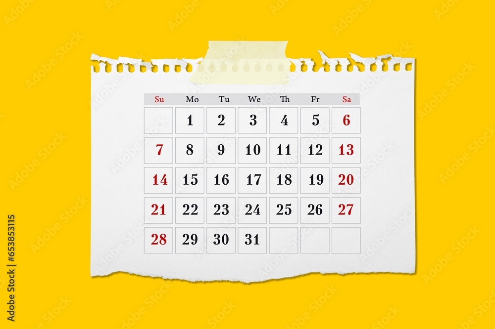 Poster 2023 office desk calendar on color background