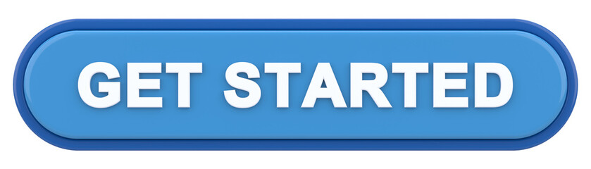 Get started button. 3D illustration.