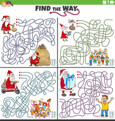 maze games set with Santa Claus on Christmas time