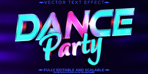 Dance party text effect, editable music and disco text style