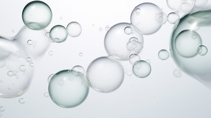  a group of bubbles floating in the air on a white background.  generative ai