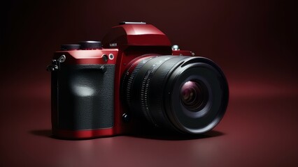 digital slr camera with lens - obrazy, fototapety, plakaty