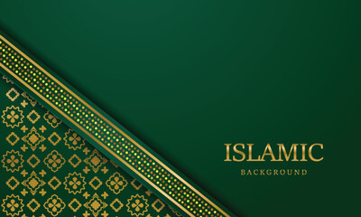 Arabic islamic luxury ornamental background with golden arabic pattern design - obrazy, fototapety, plakaty