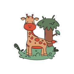 Jungle animal cartoon design vector illustration isolated