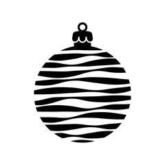 Christmas ball icon. Black silhouette. Front side view. Vector simple flat graphic illustration. Isolated object on a white background. Isolate.