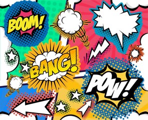 Comics pattern with vintage, retro style. 