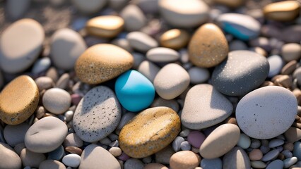 Fototapeta na wymiar colourful pebbles on the seashore